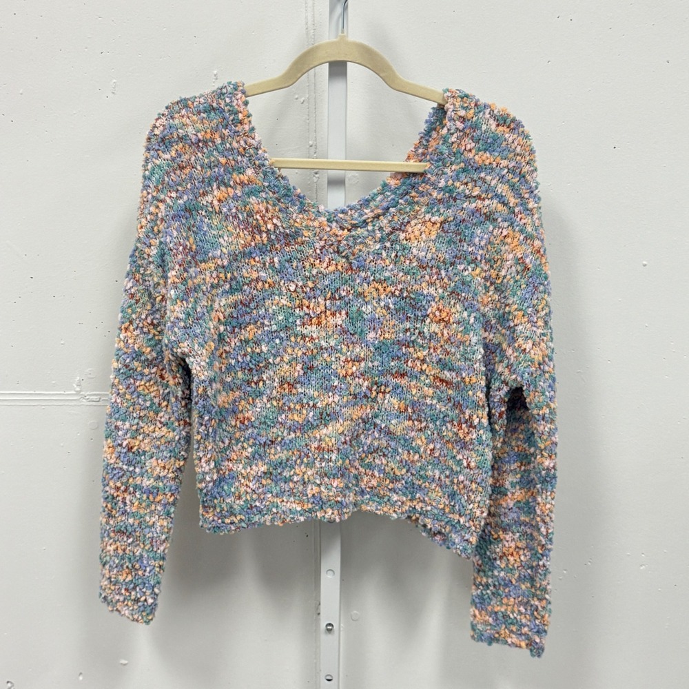 Jessica Simpson Women's Multi Color V-Neck Popcorn Knit Sweater SCM4014 Size S